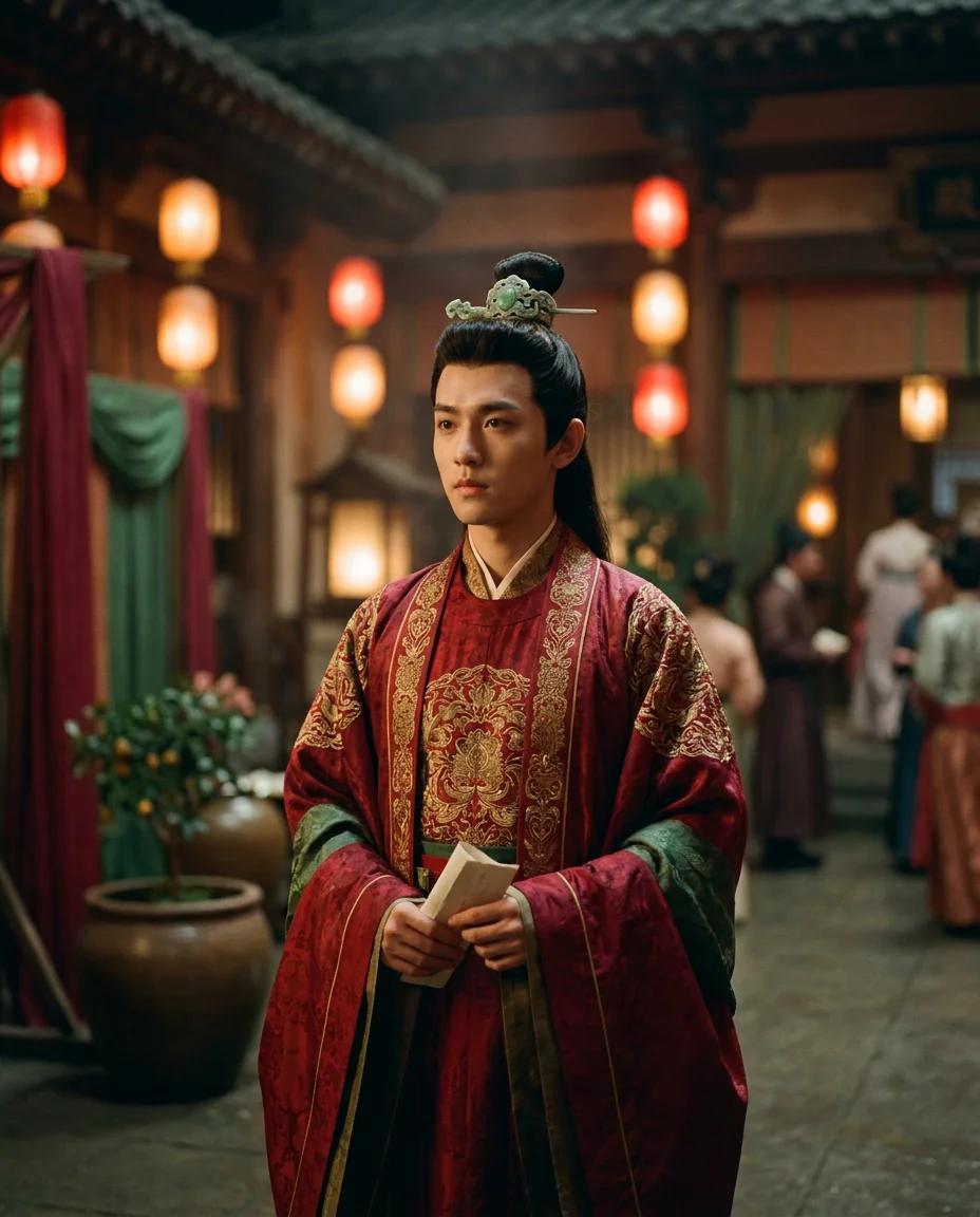 Pursuit of Jade — Wedding rite — male role in red silk with jade hairpin