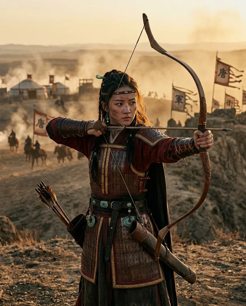Pursuit of Jade — Frontier battlefield — female role drawing a longbow